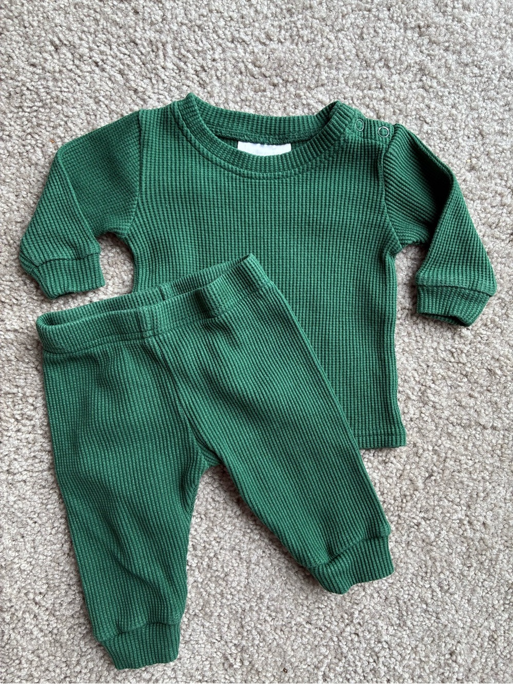 Mebie Baby Green Waffle Two Piece Set